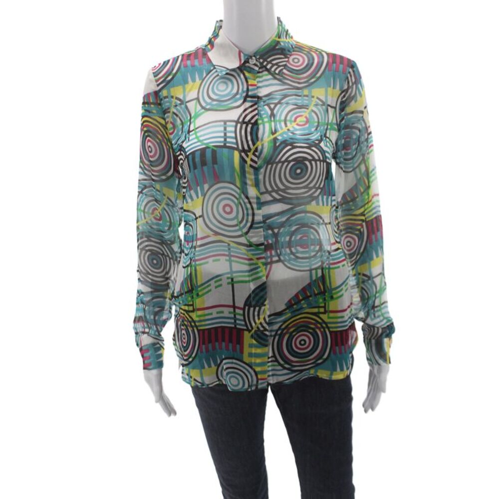 W by Worth Womens Multicolor Silk Long Sleeve Blouse Size 0